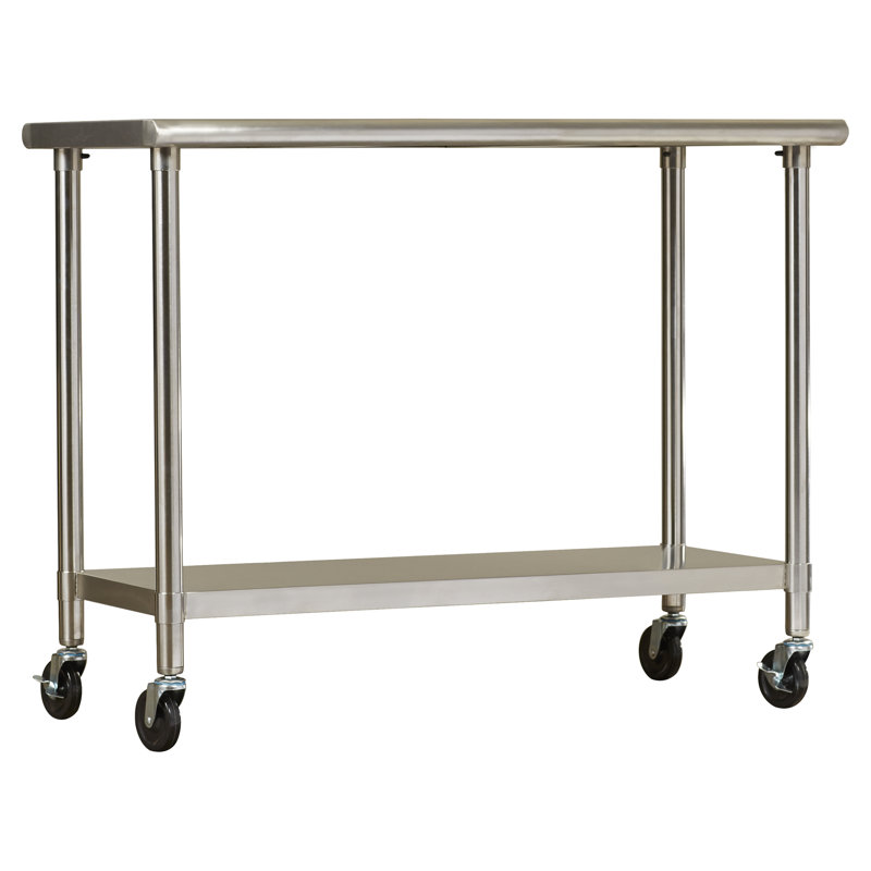 Rebrilliant 48'' Wide Rolling Prep Table with Stainless Steel Top